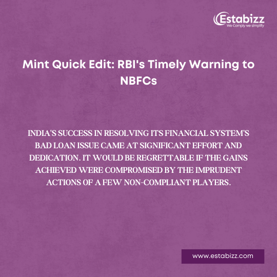 Mint Quick Edit: RBI’s Timely Warning to NBFCs