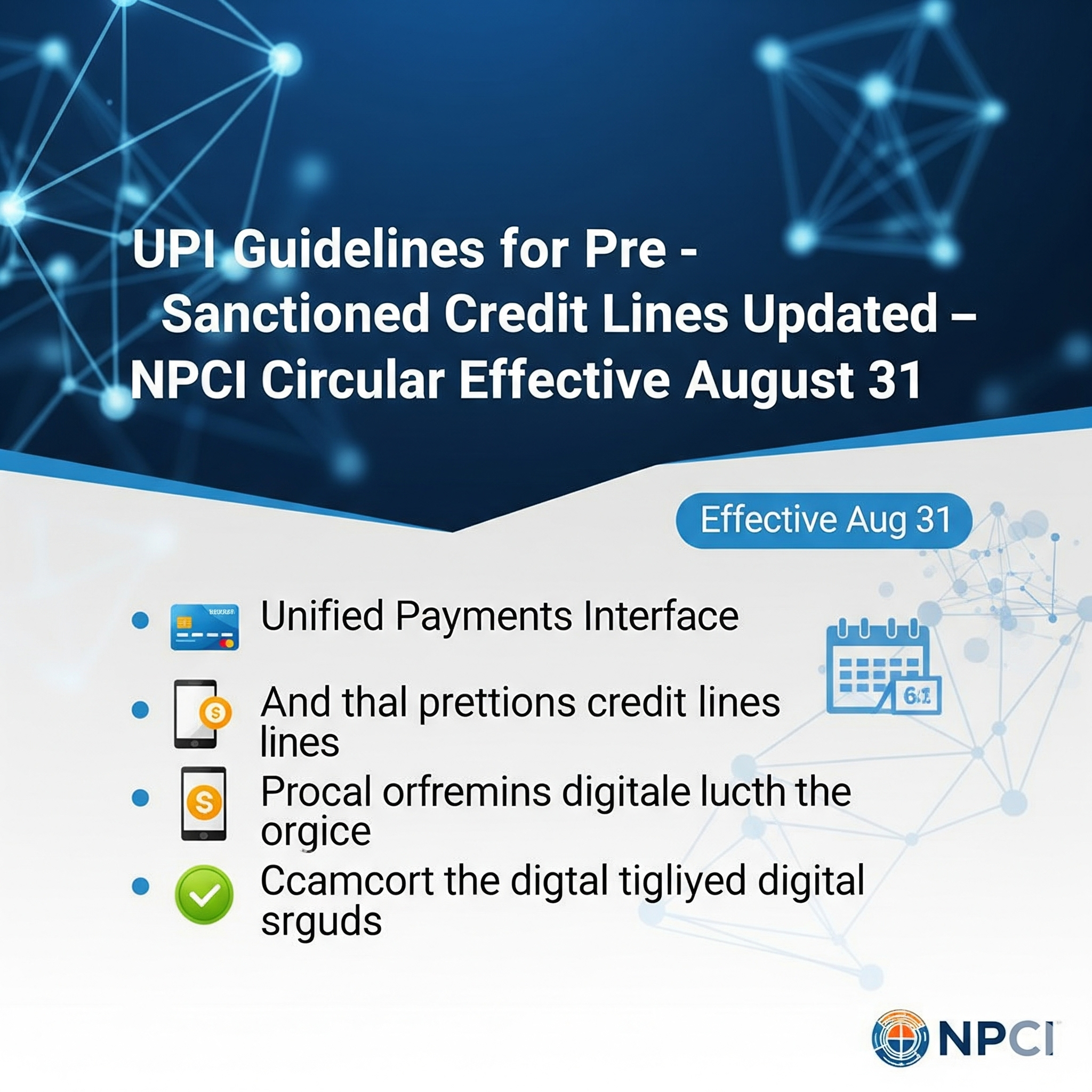 UPI Guidelines for Pre-Sanctioned Credit Lines Updated – NPCI Circular Effective August 31
